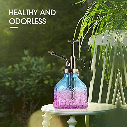 Plant Mister Glass Spray Bottle Small Plant Watering Can 6.4" Tall Retro Indoor Watering Can Bronze Plastic Top Pump for Garden Indoor Plant Sprayer (Blue Violet Gradient) - Image 6