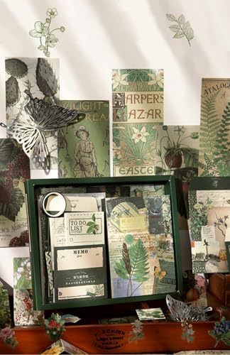 Toshine Vintage Botanical Scrapbooking Kit,Aesthetic Journal Kit Stationery, A6 Grid Notebook Journals Gift - Image 5