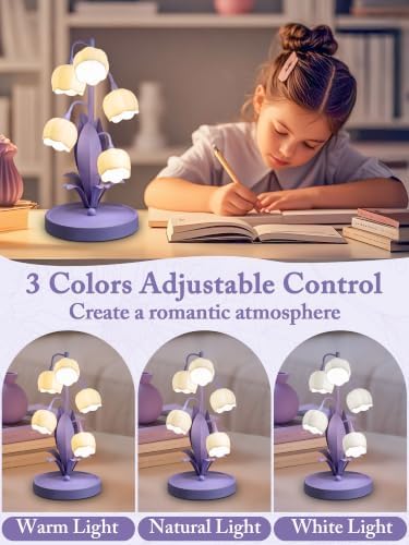 Flower Lamp for Home,5 Lily of The Valley Vintage Table Lamps (Purple) - Image 2