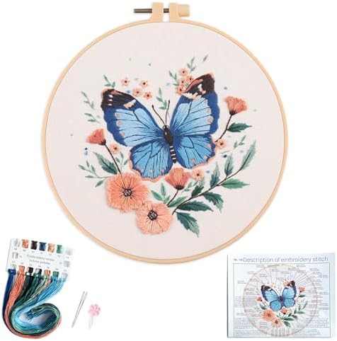 Silentsea Blue Butterfly Embroidery Kit for Adults by Silentsea
