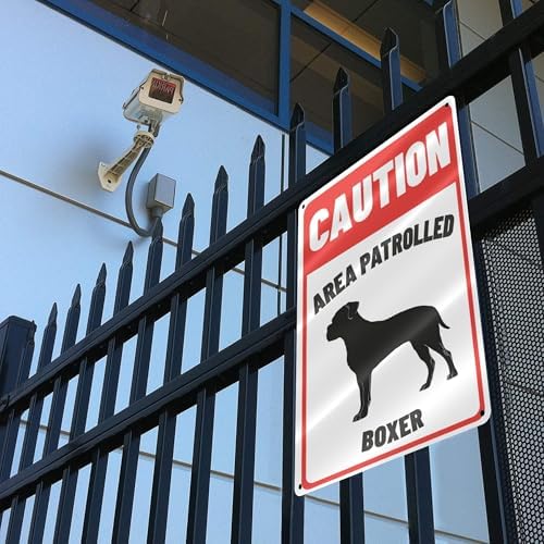 Caution Sign Area Patrolled Boxer Beware Of Dog Sign Aluminum Metal Tin Signs Door Sign Warning Sign For Fence Gate Yard Home Wall Decor 8x12 Inch - Image 5