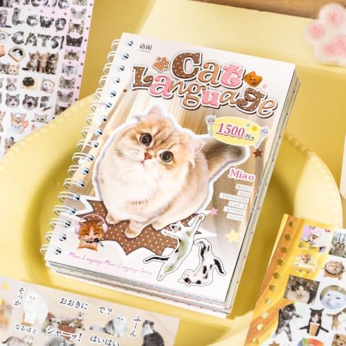 1500pcs Cat Sticker Book Cute Stickers Aesthetic Funny Meme, Meow by Unknown