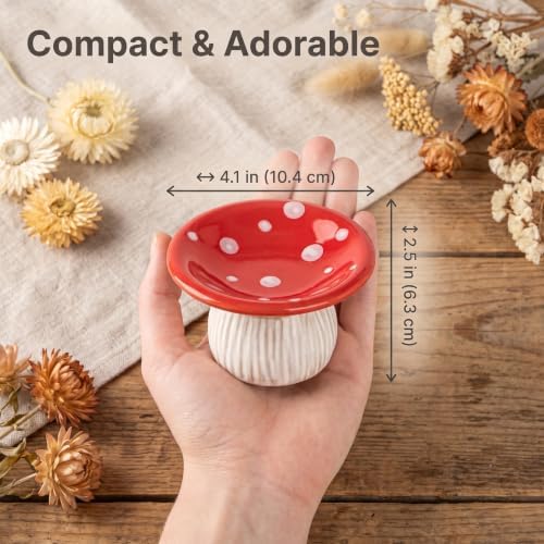 Mushroom Ceramic Jewelry Ring Holder Dish 2-Piece Ring Trinket Storage Jar - Image 7