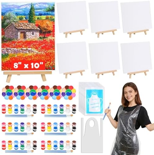 6 Pack Paint and Sip Kit for Adults Girls Night, 8x10In Canvas Painting Kit by Evatage