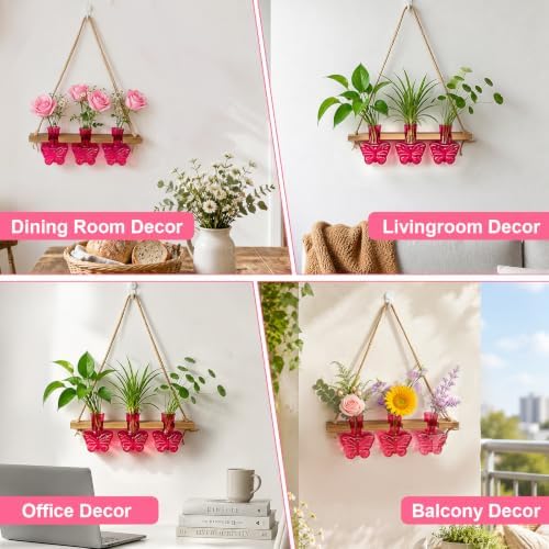 XXXFLOWER Plant Propagation Station Wall Hanging Butterfly Shaped Vase Pink - Image 6