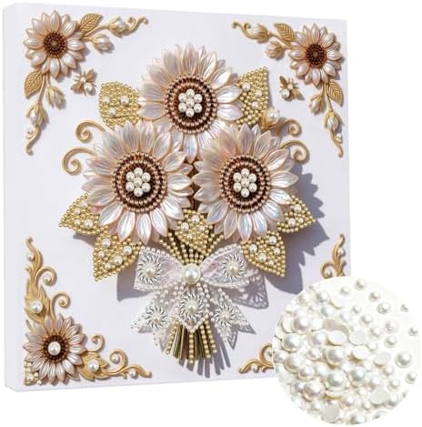 5D DIY Pearl Painting with Frame Floral Theme Handmade Healing Home Wall Decoration Creative 9.84x9.84in Tools -Flower-3 - Image 7