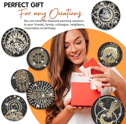 8 pcs Diamond Painting Coasters | Diamond Art Coasters | Tarot Diamond Art Painting | Perfect Art Craft Gift for Tarot Lover, Dad, Mom, Grandparents, Brother, Sister. - Image 6
