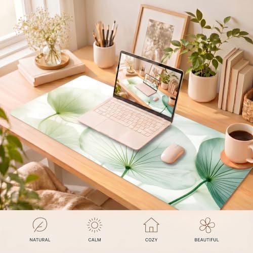 Green Leaf Desk Mat, Botanical XXL Mouse Pad 35.4x15.7in - Image 7