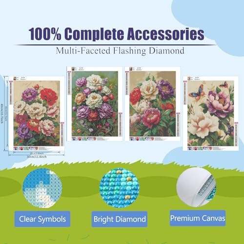 DOZEEZOP 4-Pack Diamond Art Kit for Adults, 5D Diamond Painting 12x16 Inch - Image 3