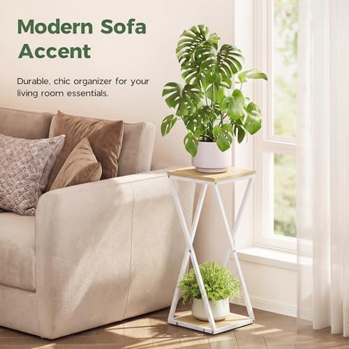Bamworld Tall Plant Stand Indoor Corner Plant Shelf White - Image 4