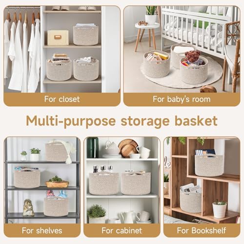 3 Pack Small Rope Storage Baskets, 9.82×9.82×7.1", Brown - Image 4