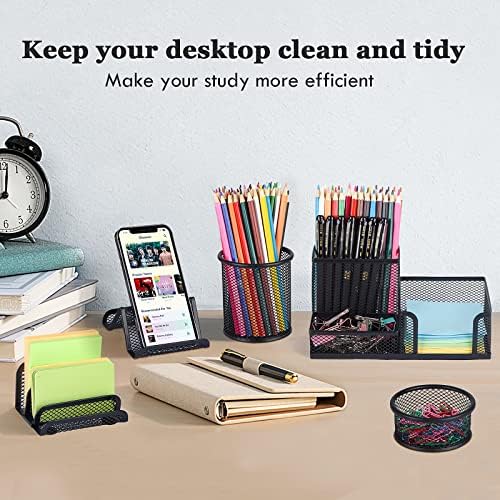 Desk Organizers set with Mesh Pen Holder Cup Office Supply(6 Piece set) - Image 4