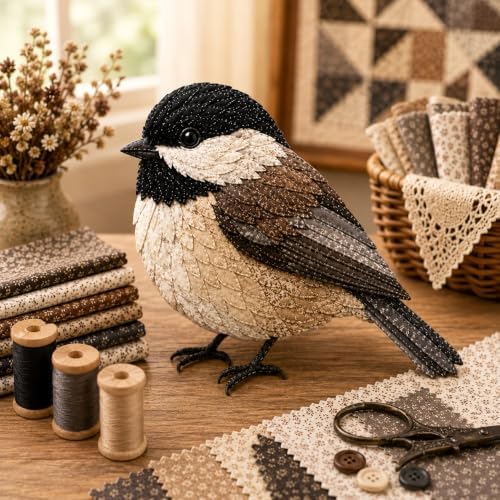 3D Patchwork Bird DIY Craft Kit, Home Wall Decor Gift, Stress Relief, Creative Handmade Art, Bird Design, Colorful, Delicate, Easy for Beginners, Unique Gift for Adults(Chickadee) by Unknown