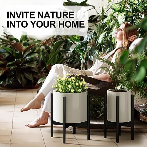 MUDEELA Plant Stand for Indoor, Bamboo Material, Black, 14.5 Inch Tall - Image 6