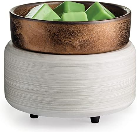 Candle Warmers ETC 2-in-1 Candle and Fragrance Warmer for Warming Scented Candles or Wax Melts and Tarts with to Freshen Room, Whitewashed Bronze by CandleWarmersEtc