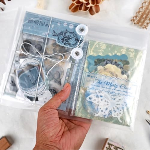 Diuhofart Scrapbooking Supplies Kit, Vintage Botanical Aesthetic Scrapbook Kit Collage Materials for Junk Journal Supplies, Scrap Booking, Journaling, Card Making (Blue Clock) - Image 5