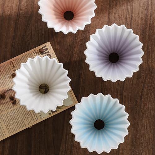 Bincoo Ceramic Coffee Dripper,Pour Over Coffee Dripper with Wood Stand, Flower-shape for 1-2 Cups Slow Brewing Maker for Home Cafe (Purple) - Image 6