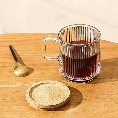 Lysenn Clear Glass Mug with Lid, Premium Glass Coffee Mug, 12 oz Tea Cup - Image 4