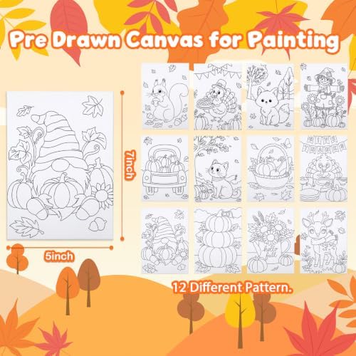Louise Maelys 12 Pack 5x7 Inch Fall Pre Drawn Canvas to Paint for Kids Art - Image 3