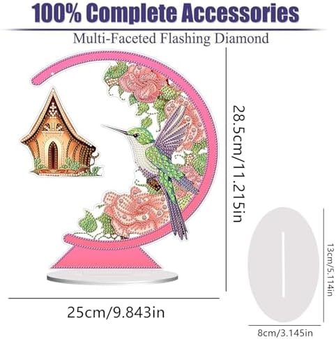 Diamond Painting Kits for Adults Beginners, 5D Full Drill Bird Crystal Art Desktop Ornament, DIY Single Sided Home Office Desk Decor, Creative Craft Gift Set with Tools - Image 2