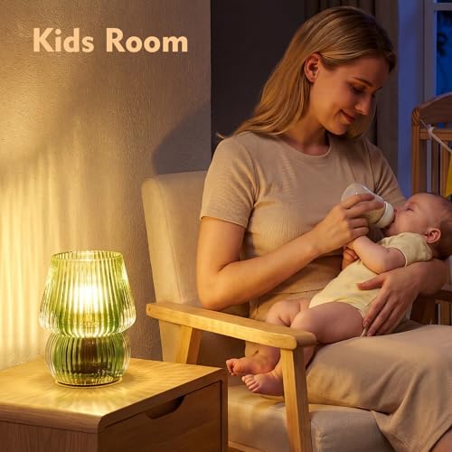 Small Battery Operated Lamp with Timer, Mushroom, Green - Image 5