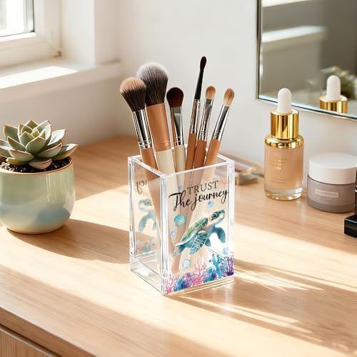 Trust The Journey Sea Turtle Acrylic Pencil Holder Cup for Women - Image 5