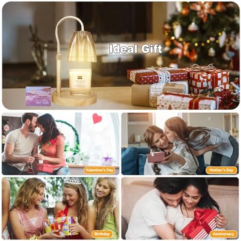 TOACSUCP Candle Warmer Lamp with 3 Bulbs, Adjustable Height Dimmable Candle Warmer with Timer, Compatible with Large Jar Candles, Candle Lamp with Charming Gift Box Ribbon for Her/Him - Image 5