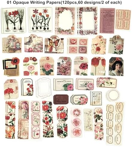 Esweny 200PCS Vintage Scrapbooking Supplies Pack, Aesthetic Scrapbook Sticker Paper Art Journaling Kit for Junk Journals,Planner,Cottagecore Decor Gifts (Pink Series) - Image 6