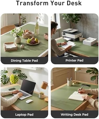 Aothia Faux Leather Desk Mat - Large Mouse Pad, Non-Slip PU Leather Blotter, Waterproof Writing Surface for Office and Home (Olive Green, 63" x 24") - Image 6