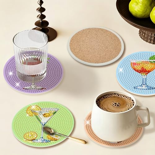 Diamond Art Coasters Kit for Adults, 8PCS Cocktail Coasters with Holder - Image 2
