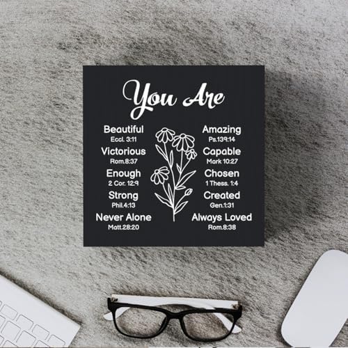 Religious Gifts for Women Christian Gifts Christian Wooden Box Sign Desk Decor Bible Verse Decorations for Home Office Shelf Table Desk Gifts for Christian Women 5 x 5 Inch (Black Decor) - Image 4