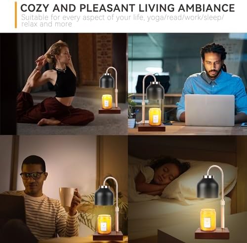 TOACSUCP Candle Warmer Lamp with 3 Bulbs, Adjustable Height Dimmable Candle Warmer with Timer, Compatible with Large Jar Candles, Candle Lamp with Charming Gift Box Ribbon for Her/Him(Black) - Image 5