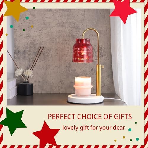 AIKUT Christmas Candle Warmer Lamp, with 2 Bulbs,Timer & Dimmer,Compatible with Large Yankee Candle Jars,3 Wick Candles,Height Adjustable Electric Top Melter,Red,110-120v - Image 2