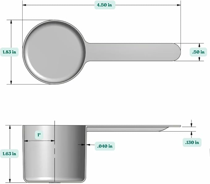 1/4 Cup (4 Tbsp | 2 Oz. | 60 mL) Long Handle Scoop for Coffee, Protein Powder, Pet Food, Spices, Grains, Dry Goods – Food-Grade BPA-Free Plastic Measuring Spoon (Pack of 1)
