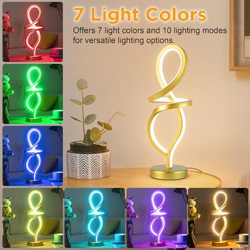 RGB Modern Small Table Lamp with LED Spiral Design, 15W Nightstand Lamp - Image 3