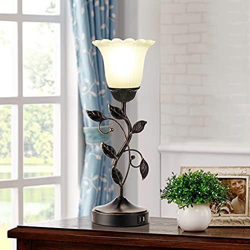 Touch Leaf Bedside Table Lamp with 2 USB Ports Nightstand Lamps - Image 2