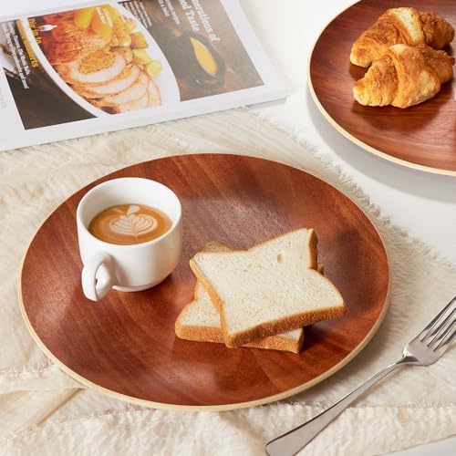 Yangbaga Acacia Wood Serving Tray: Round Decorative Tray for Home Decor - Image 2