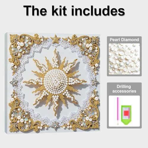 Pearl Art Kits Painting for Adults, DIY Mindfulness Therapy with Framed Canvas and Tools, Beginner Wall Decor-Sun - Image 6