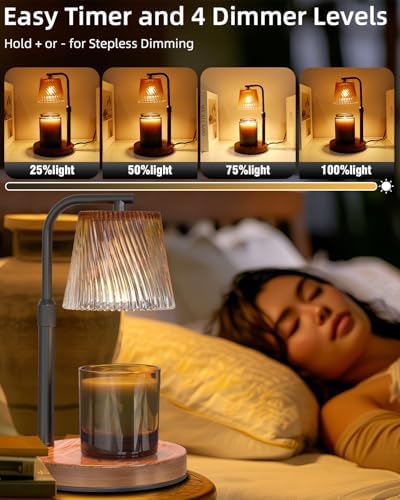 Candle Warmer Lamp with Timer: Flower Candle Lamps Height Adjustable Wax Melt New Home Decor House Warming for Women, Modern - Image 2