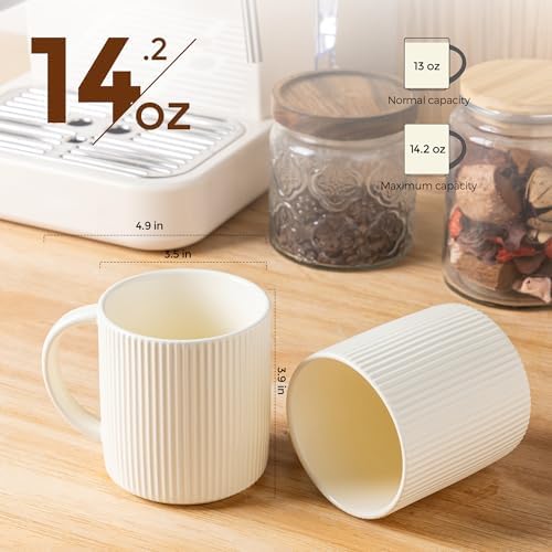 theterra Ceramic Coffee Mugs Set of 6, 14.2 oz Coffee Cups with Handle - Image 2
