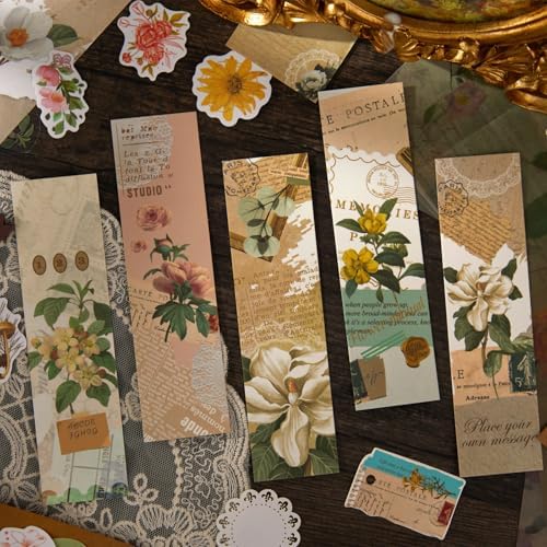 Flartmo 313 Pcs Complete Scrapbook Supplies Kit, Vintage Scrapbook Paper & Nature Flower Stickers, Junk Journal Scrapbooking Supplies Kit for Journaling, Scrapbooking Embellishments, Planner, Card - Image 6