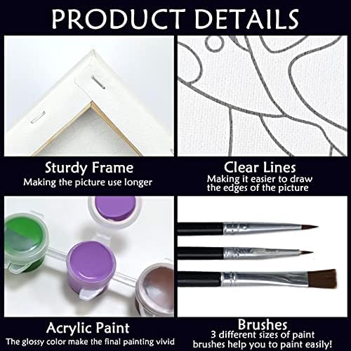 Nuberlic Canvas Painting Kit Pre Drawn Canvas for Painting for Adults Couples Paint and Sip Party Supplies Love Theme Couple DIY Date Night Activities Valentines Gift Pack of 1, 8x10 inch - Image 4