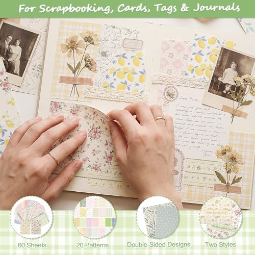 BESARME Scrapbook Paper, 60 Sheets, Double-Sided Floral, 5.5 x 8.3 in - Image 4