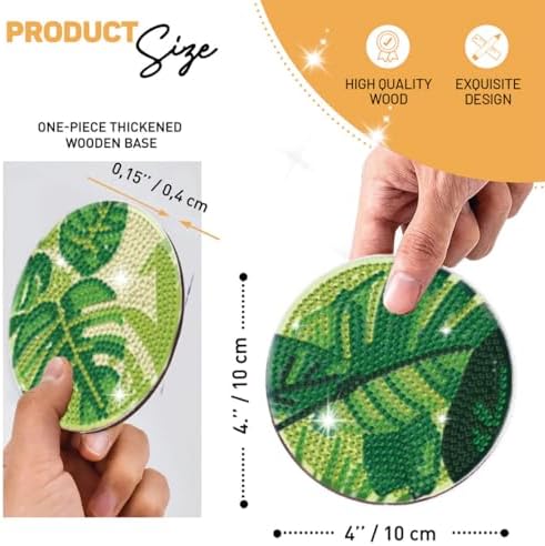 10 Pcs Leaves Shaped Diamond Painting Kits, Diamond Painting Kits with Holder, Diamond Art Coasters for Beginners Adults - Perfect Art Craft Supplies Gift!… (Leaves 2) - Image 3