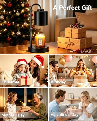 CASTLELIFE Dimmable Candle Warmer Lamp with Timer, Height Adjustable Candle Warmer for Jar Candles, Electric Wax Melt Warmer for Home Decor House Warming Gifts, Birthday Gifts for Women, Black - Image 7