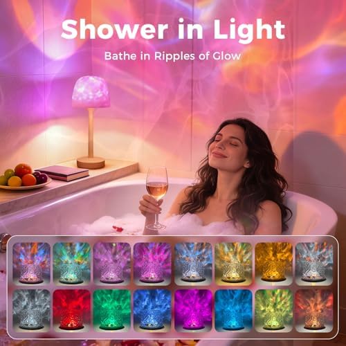 2-Pack Waterproof Shower Lamp Rechargeable LED Ocean Projector - Image 3