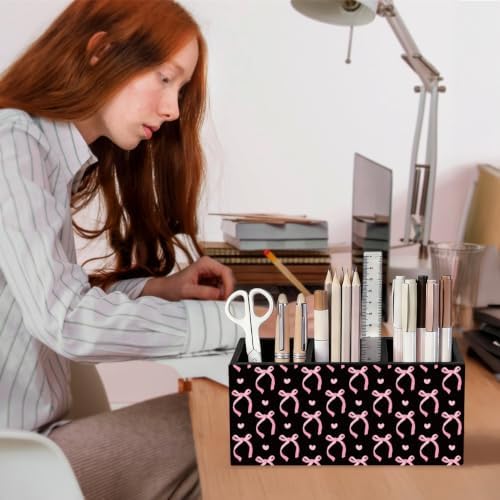 Pink and Black Bow Pen Pencil Holder for Desk Accessories Decor - Image 4
