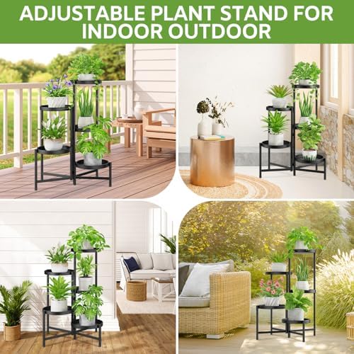 iDavosic.ly 5 Tier Large Plant Stand Indoor Outdoor, 10 In Wide Tray, Black - Image 2