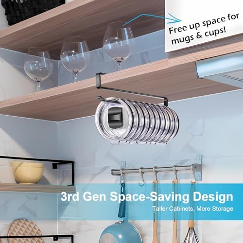 Tumbler Lid Organizer for Corner Cabinets, Holds 12 Lids, Black - Image 3