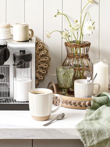 LE TAUCI Coffee Mugs Set of 6, Ceramic Mug Set 16 oz, Embossment Cups for Latte, Hot Tea, Cappuccino, Mocha, Cocoa,Suit For Housewarming Wedding- 3.8 inch, Arctic White - Image 3